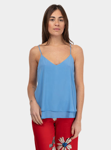 Top in misto seta Azzurro DT9144 AZZURRO OTTO D'AME 