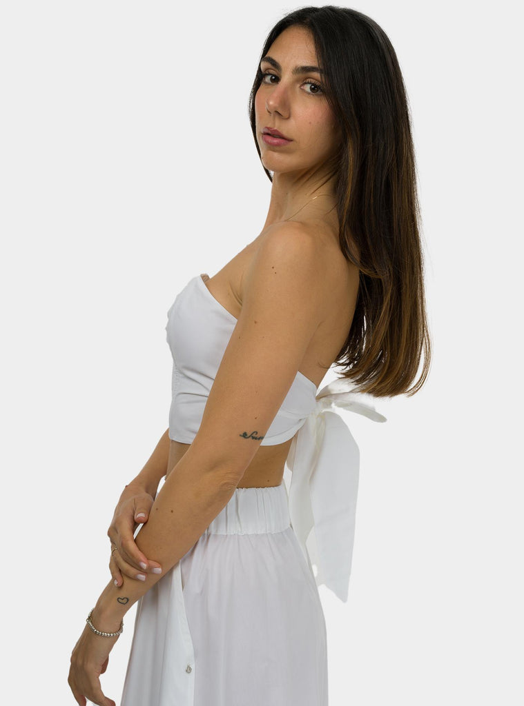 Top corsetto in popeline DT9176 BIANCO OTTO D'AME 