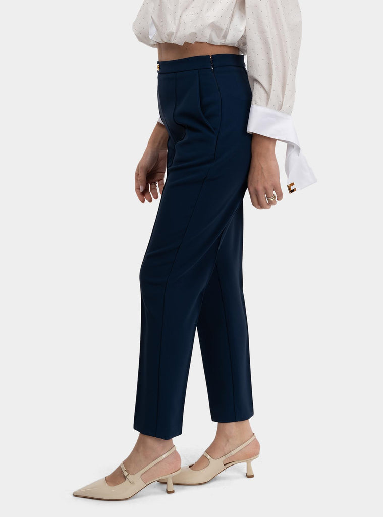 Pantalone in crêpe con tasche e placca logo Blu PA07651E2V280 DC8OLTREMARE ELISABETTA FRANCHI 