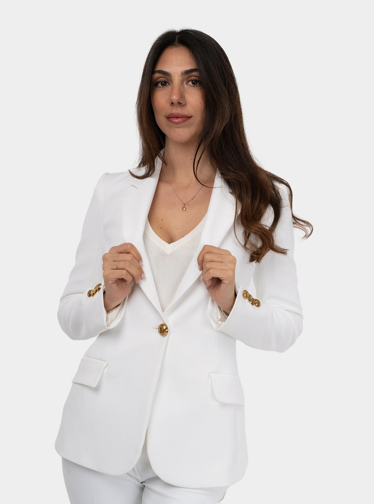 Tailleur monopetto in crêpe Bianco TP00151E2 360AVORIO ELISABETTA FRANCHI 