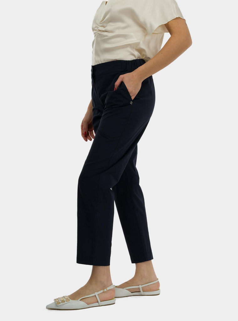 Pantalone alla caviglia in popeline Blu DP9740-1 NIGHT OTTO D'AME 