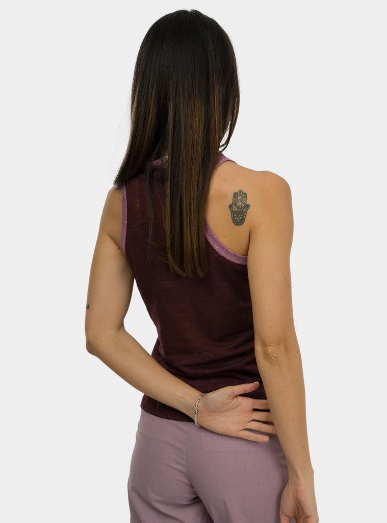 Canotta in lino DT9177 CIOCCOLATO OTTO D'AME 