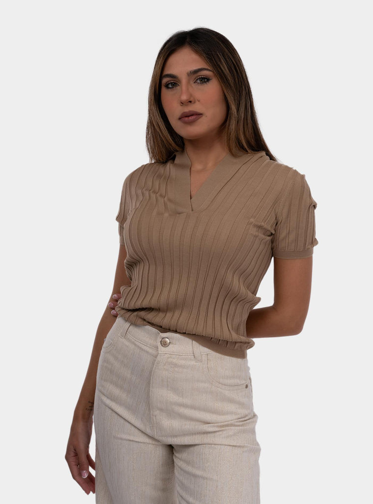 Maglia donna a coste camel 43207/14771 111 GRAN SASSO 