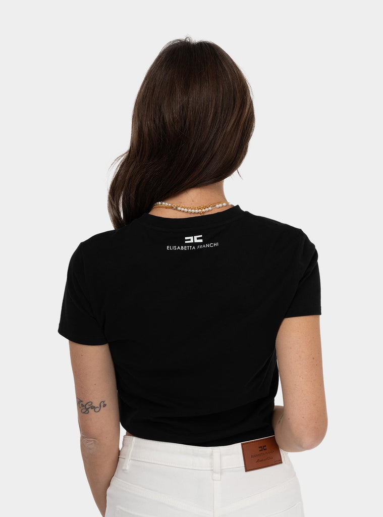 T-shirt in jersey con collana a fiocco Nero MA00651E2 110 NERO ELISABETTA FRANCHI 