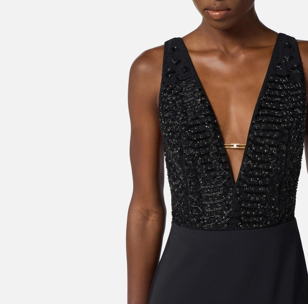 Abito Red Carpet in georgette e crepe con cristalli ABR2457E2 110 ELISABETTA FRANCHI 