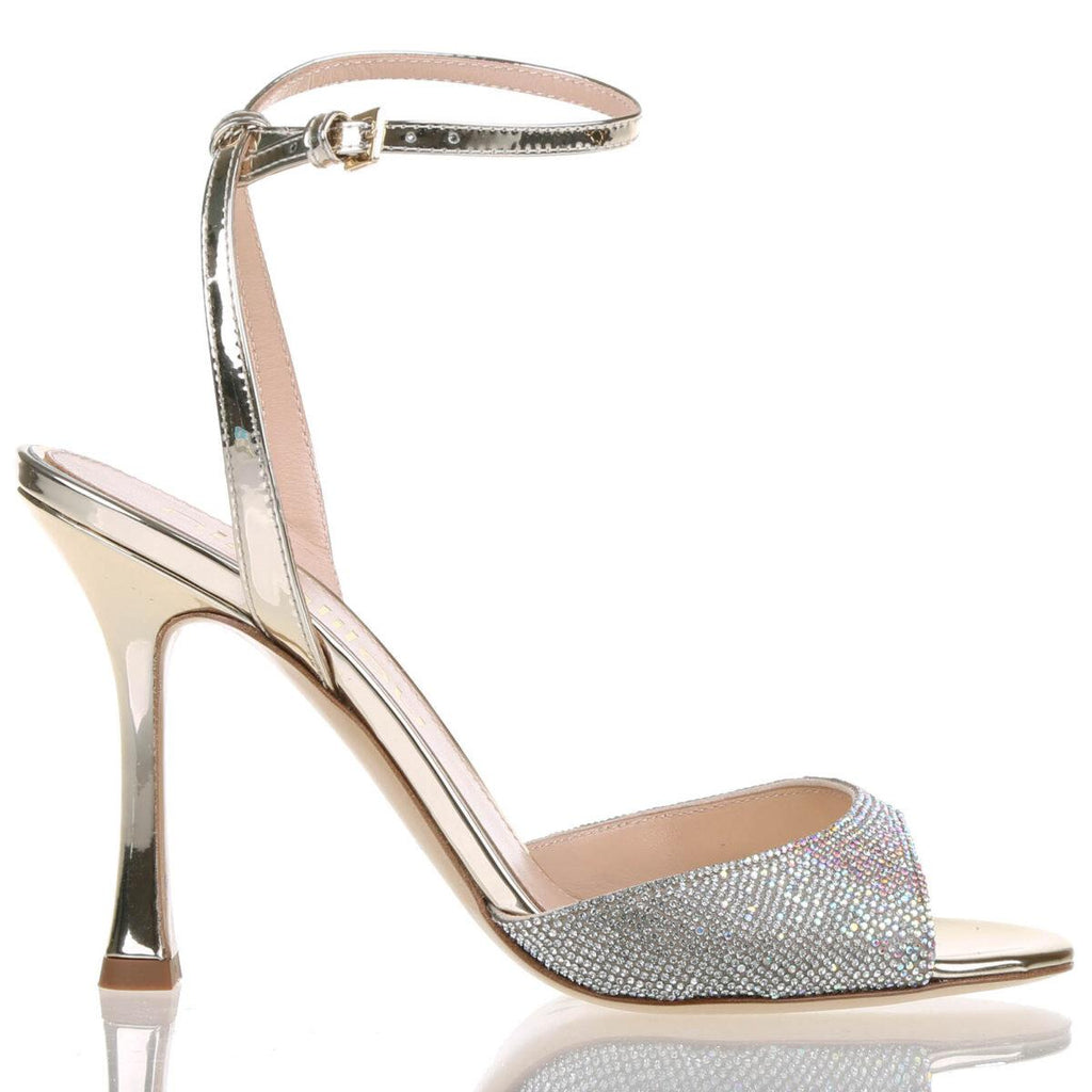 Sandalo alto MYA 90 fascia con strass 351023M9/13 PLATINO NINALILOU 