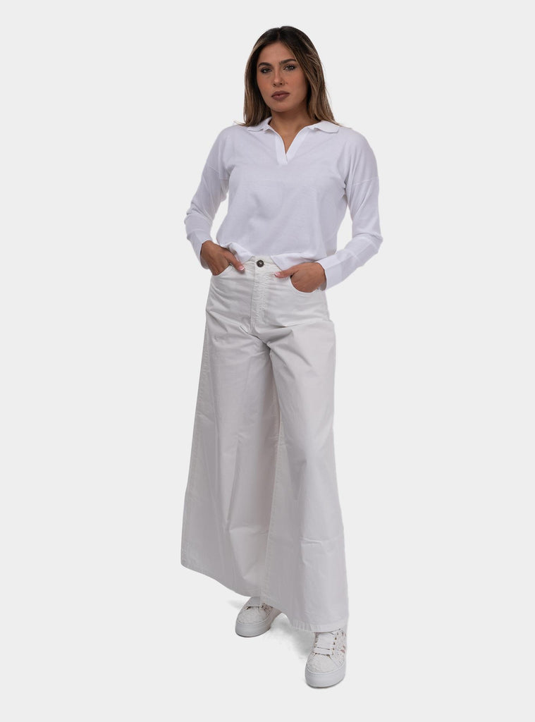 Polo donna a maniche lunghe bianco 57288/14005 001 GRAN SASSO 