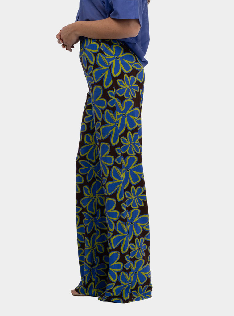 Pantalone fantasia in misto viscosa Marrone SS25223J025 TOBACO NIU 