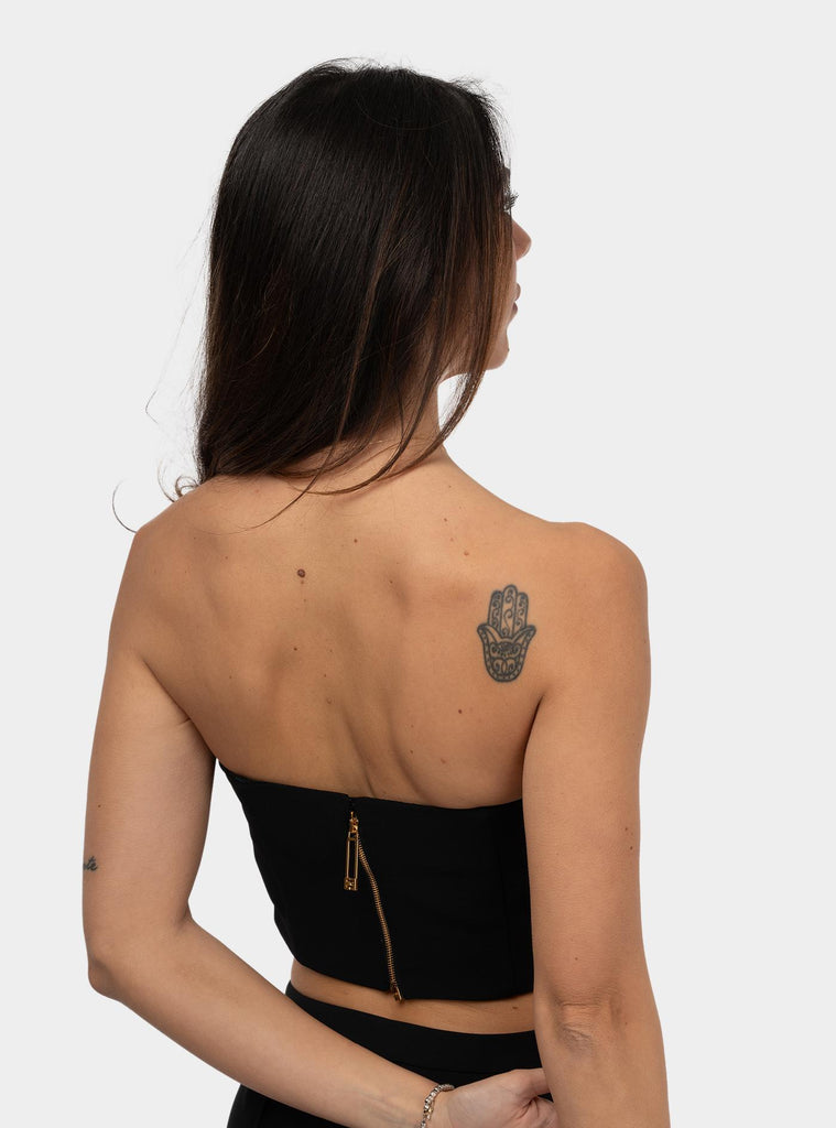 Top in crepe con decorazione gioiello Nero TO01851E2 110 NERO ELISABETTA FRANCHI 