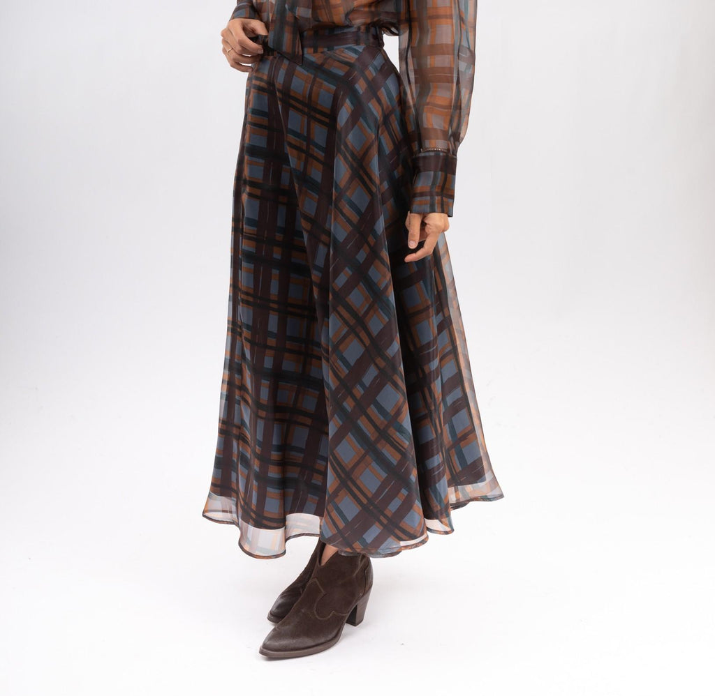 Gonna a ruota svasata in organza AW25430T020 OCEANO NIU 