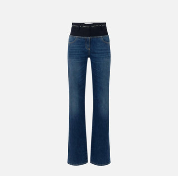 Denim con fascia in crepe leggero Blue Denim/Nero PJ10N56E2 EI1 BLUE DENIM/NERO ELISABETTA FRANCHI 