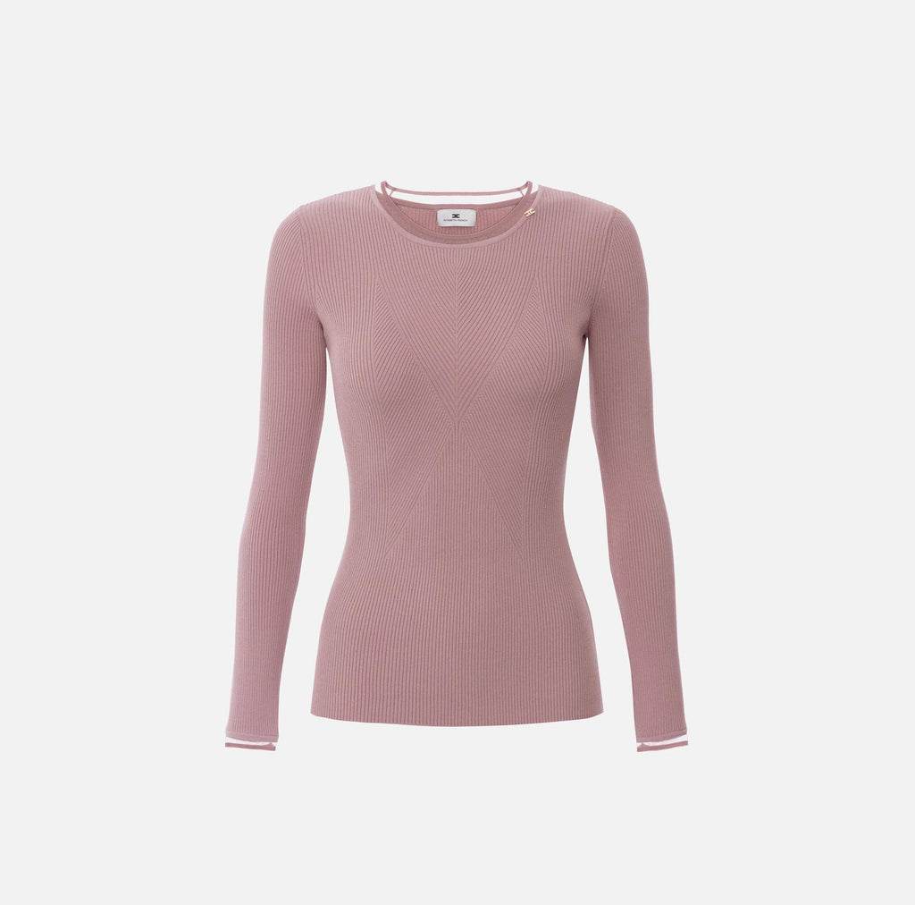 Maglia a costine con logo gioiello Sunrise MK13B56E2 EA6 SUNRISE ELISABETTA FRANCHI 