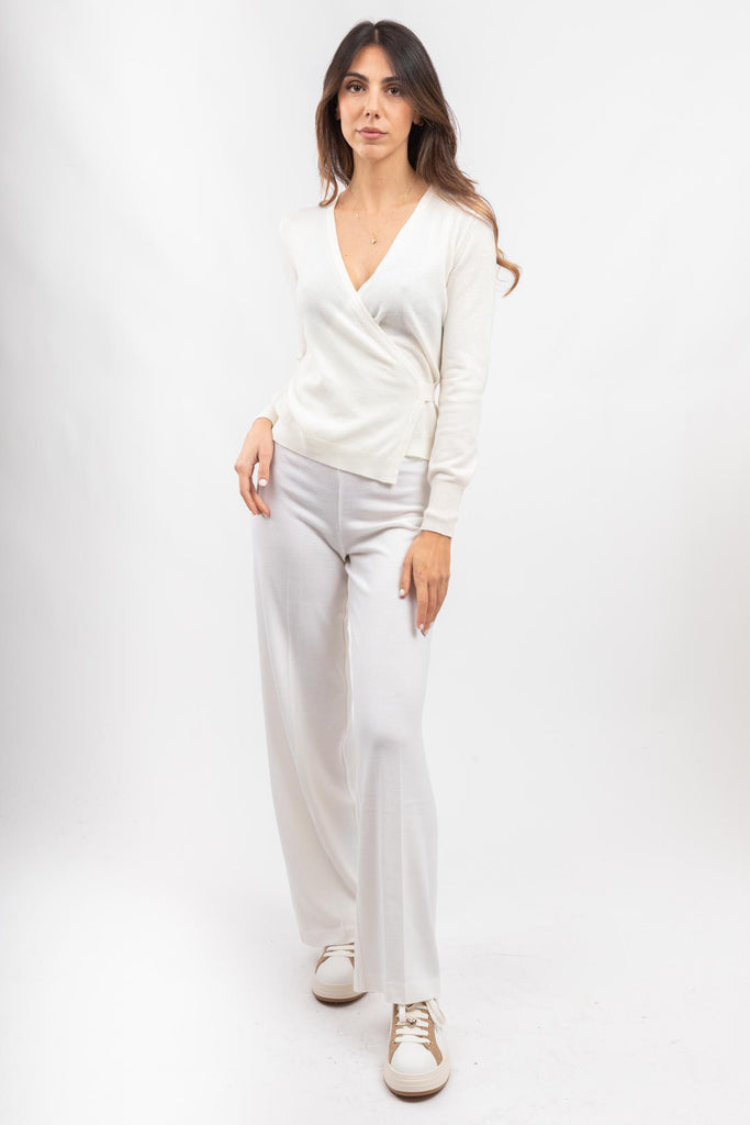 Pantalone palazzo rasato Bianco 57272/14272 001 GRAN SASSO 