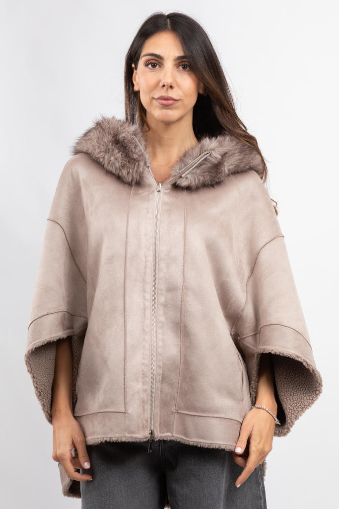 Eco montone con zip reversibile bordo zibe B618MONT 00028 MACCHIATO/DUST BEIGE BETTA CORRADI 