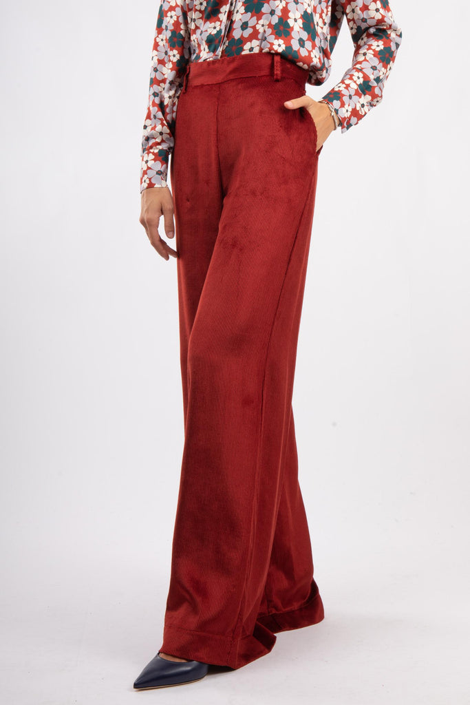 Pantalone a campana in velluto a coste Terra AW25208T060 TERRA NIU 