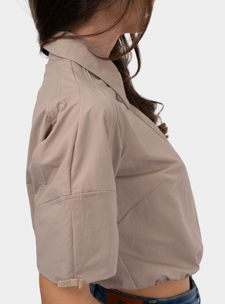 Camicia cropped in tessuto vela Beige CA10051E2 DC4GREIGE ELISABETTA FRANCHI 
