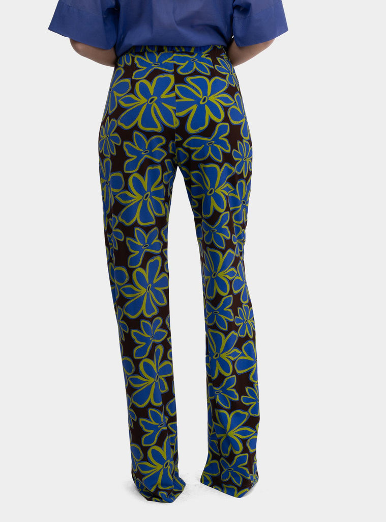 Pantalone fantasia in misto viscosa Marrone SS25223J025 TOBACO NIU 