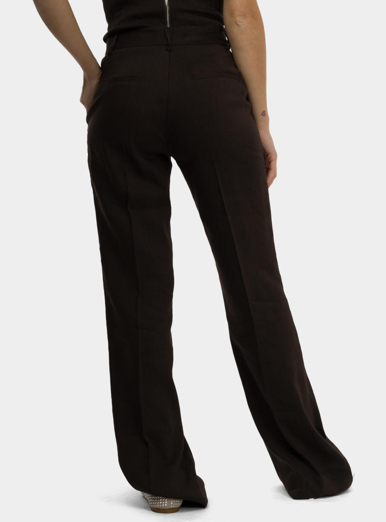 Pantalone palazzo in lino Marrone DP9812 CIOCCOLATO OTTO D'AME 