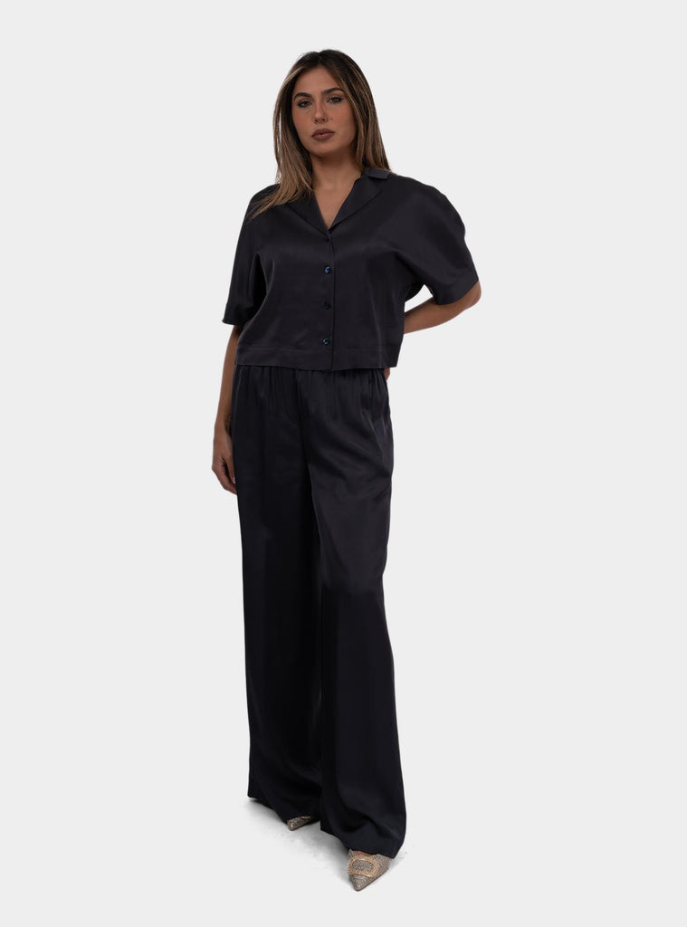 Pantalone donna  palazzo con elastico in vita grigio P04052 06638 061 PESERICO 