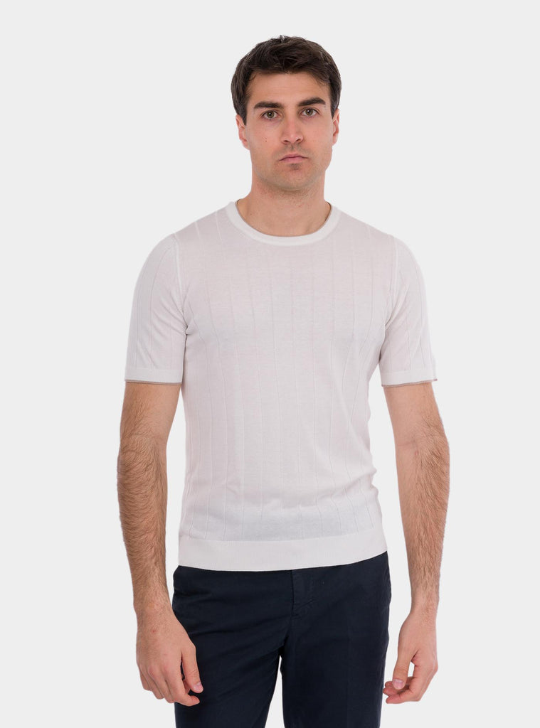 T-shirt uomo in pura seta bianco 43116/23510 005 GRAN SASSO 