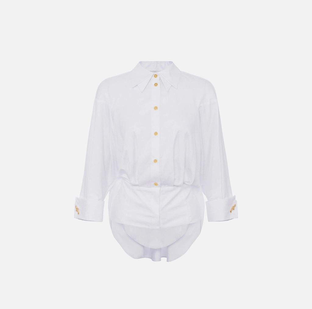 Camicia in popeline di cotone jaquard Bianco CA10356E2 100 ELISABETTA FRANCHI 