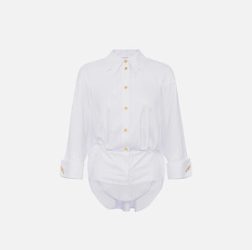 Camicia in popeline di cotone jaquard Bianco CA10356E2 100 ELISABETTA FRANCHI 