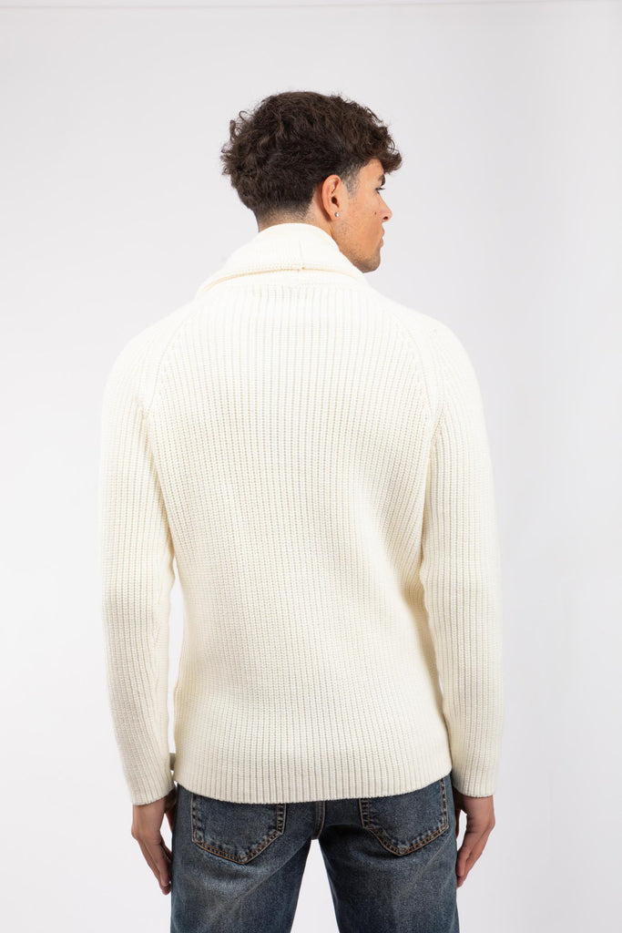 Cardigan con scollo a scialle Panna JACKSON PWI25-01 800 TAGLIATORE 