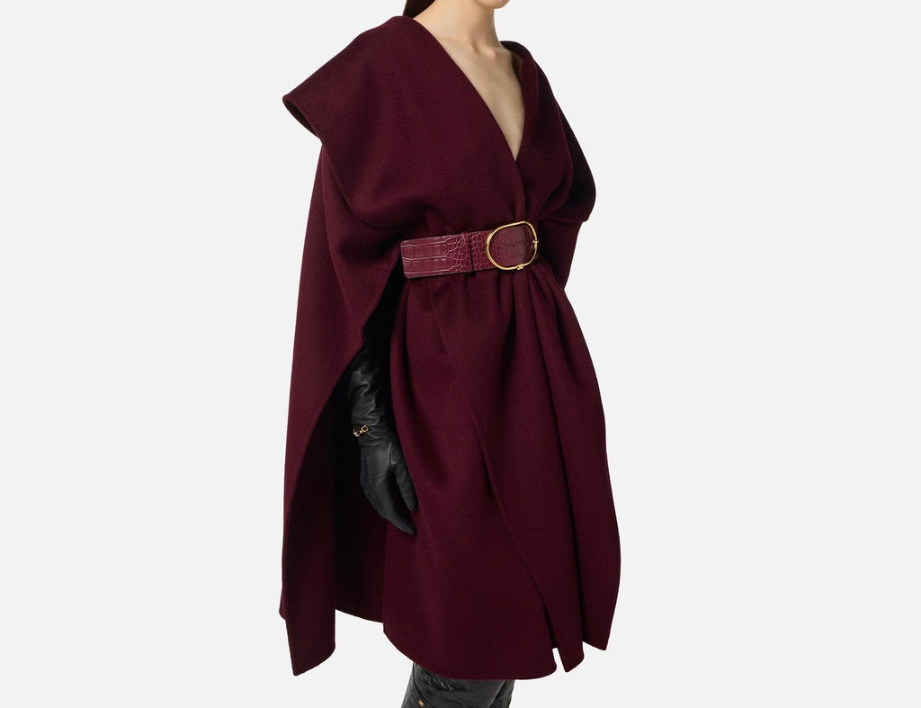 Mantella in panno in lana double Merlot CP67D56E2 EA4 ELISABETTA FRANCHI 