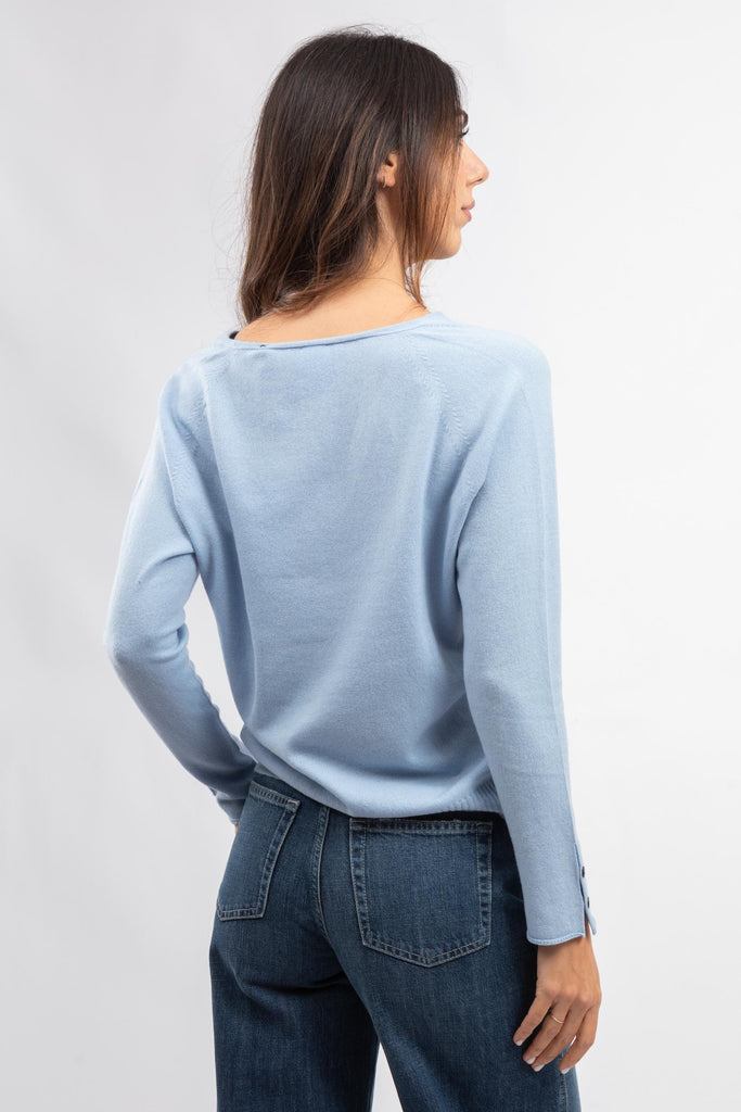Pullover scollo a V in lana cashmere Azzurro 54280/12869 506 GRAN SASSO 