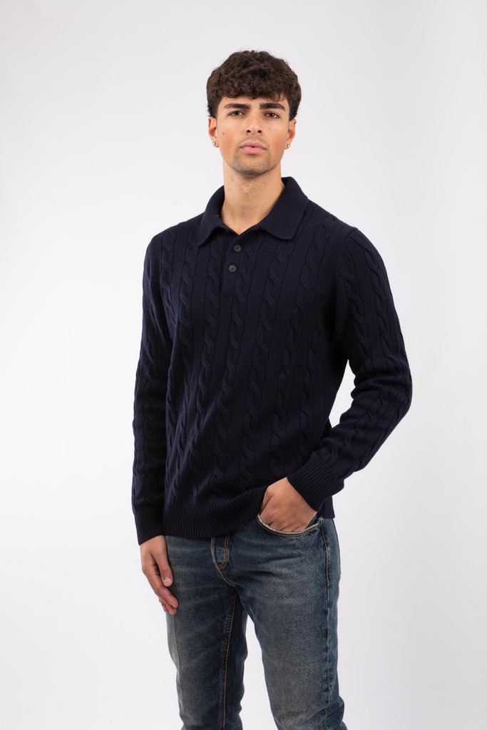 Maglia uomo con lavorazione a trecce Blu 23172/19651 598 GRAN SASSO 