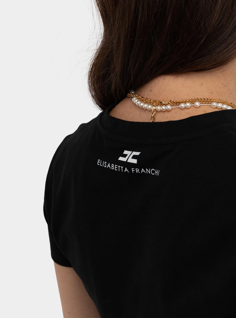 T-shirt in jersey con collana a fiocco Nero MA00651E2 110 NERO ELISABETTA FRANCHI 