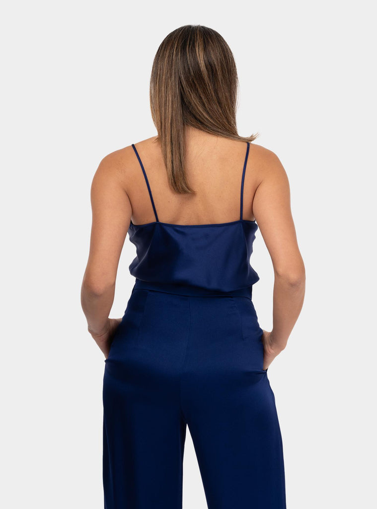 Top satin con applicazioni su spalline Blu AFELIO 036 MAX MARA 