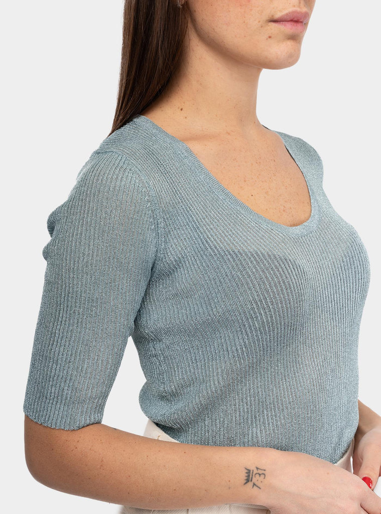 T-shirt laminata a coste Celeste 51-K02 4 UNIVERSEL 