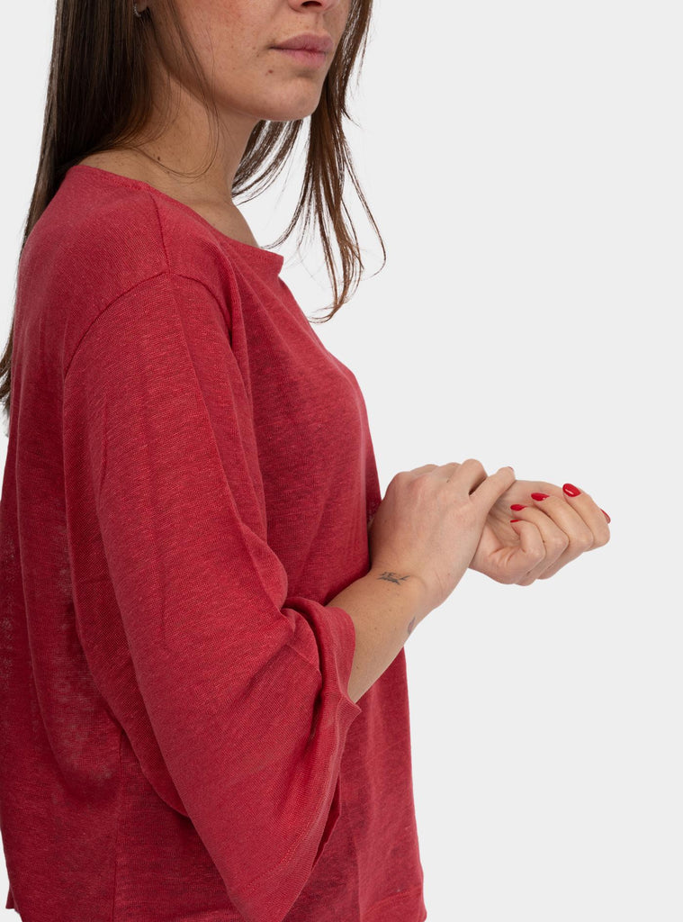 Maglia in lino manica 3/4 Rosso DM8118 LAMPONE OTTO D'AME 