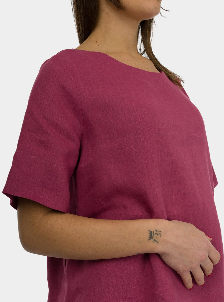 Camicia scatoletta in lino rosa SS25606T032 ACAI NIU 