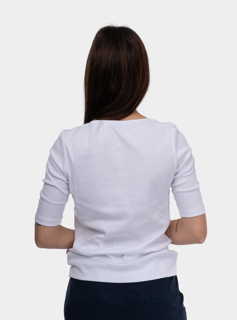 Maglia donna girocollo con maniche a 3/4 bianco 60271/80302 001 GRAN SASSO 