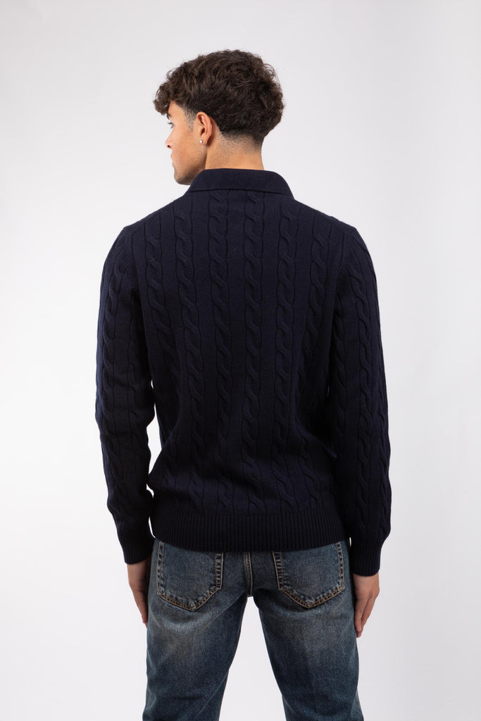 Maglia uomo con lavorazione a trecce Blu 23172/19651 598 GRAN SASSO 