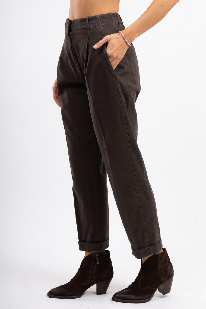 Pantalone con elastico gabardina Marrone P04610T3 02487 053 PESERICO 