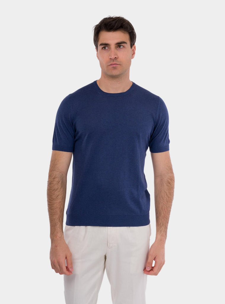 T-shirt uomo in seta blu 43112/23503 570 GRAN SASSO 