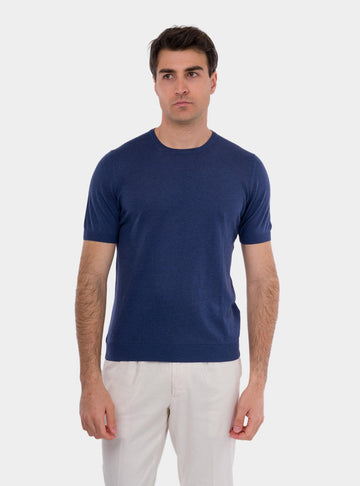 T-shirt uomo in seta blu 43112/23503 570 GRAN SASSO 