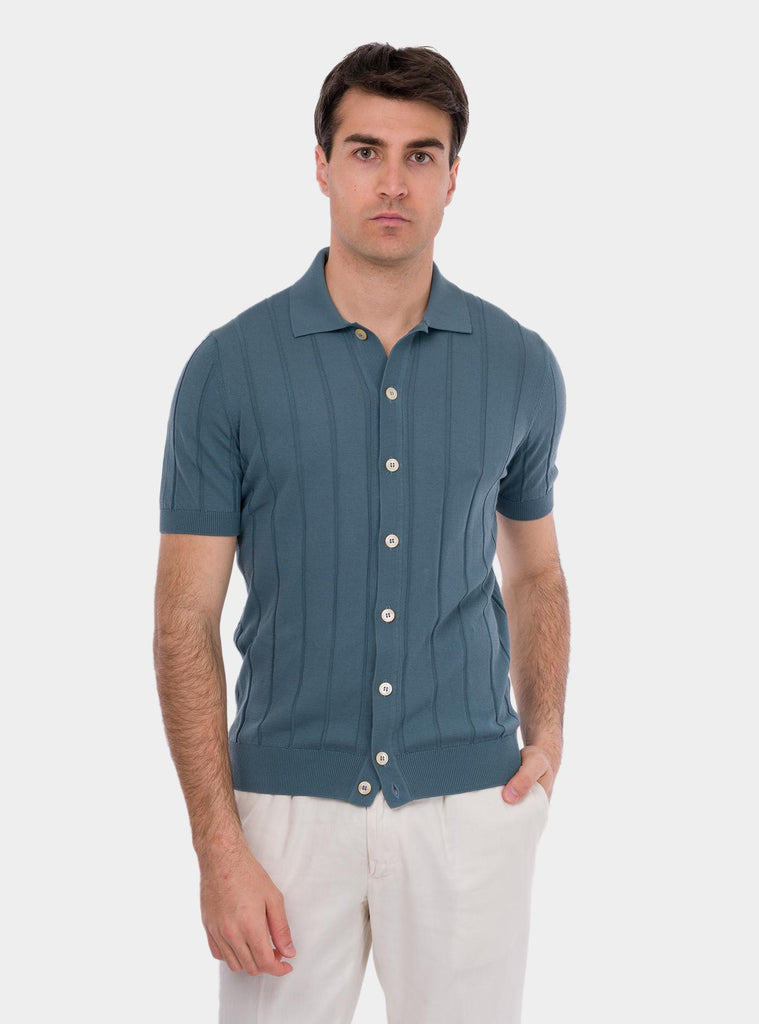 Camicia in maglia a coste ceruleo 57143/20634 548 GRAN SASSO 