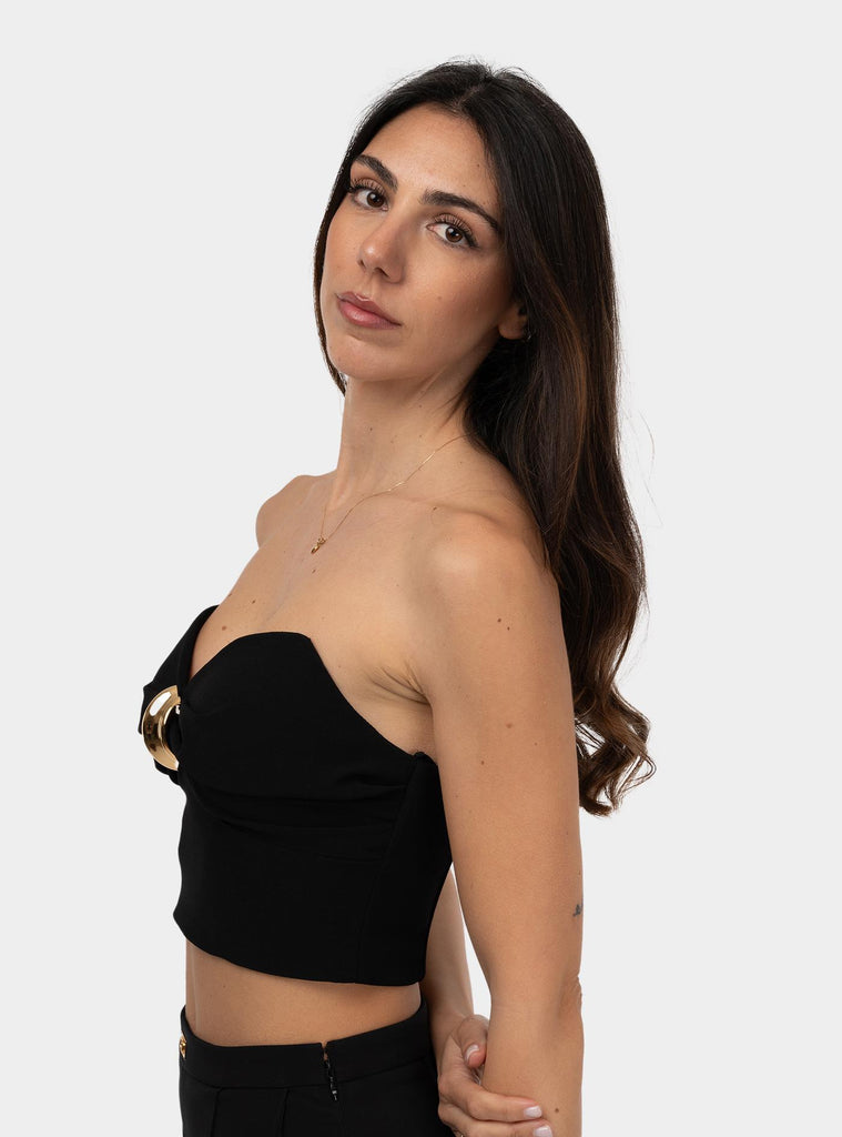 Top in crepe con decorazione gioiello Nero TO01851E2 110 NERO ELISABETTA FRANCHI 