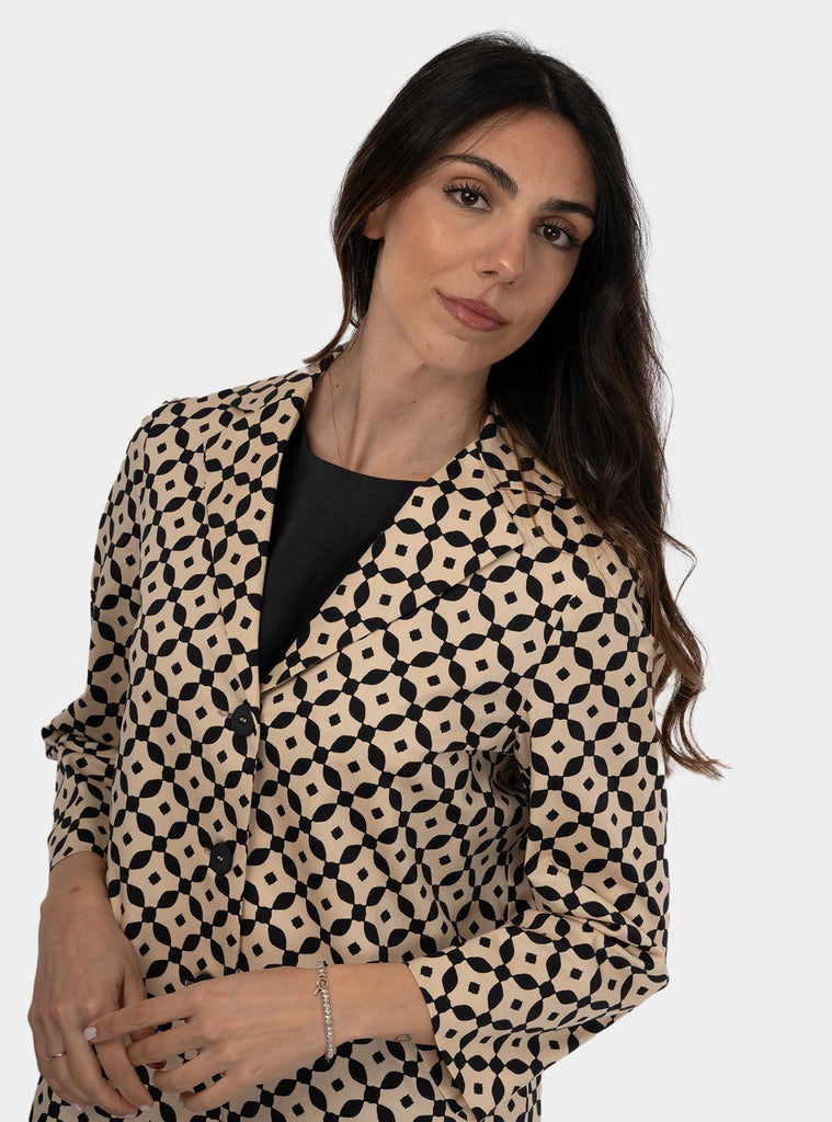 Spolverino in cotone con stampa geometrica Beige SS25309T00K PRAIA NIU 