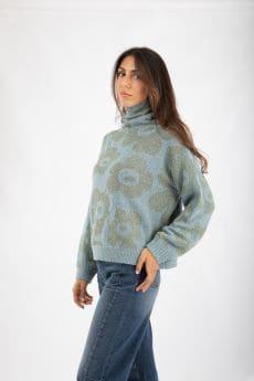Maglia dolcevita in alpaca e lana jacquard 521SD53045 529125-02 ALESSIA SANTI 
