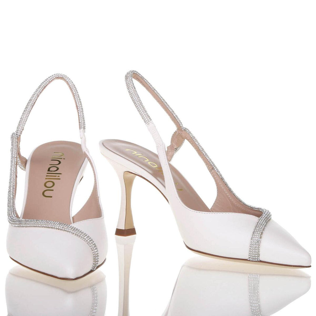 Décolleté slingback MYA 70 con strass 35121 0M9/2 AVORIO NINALILOU 