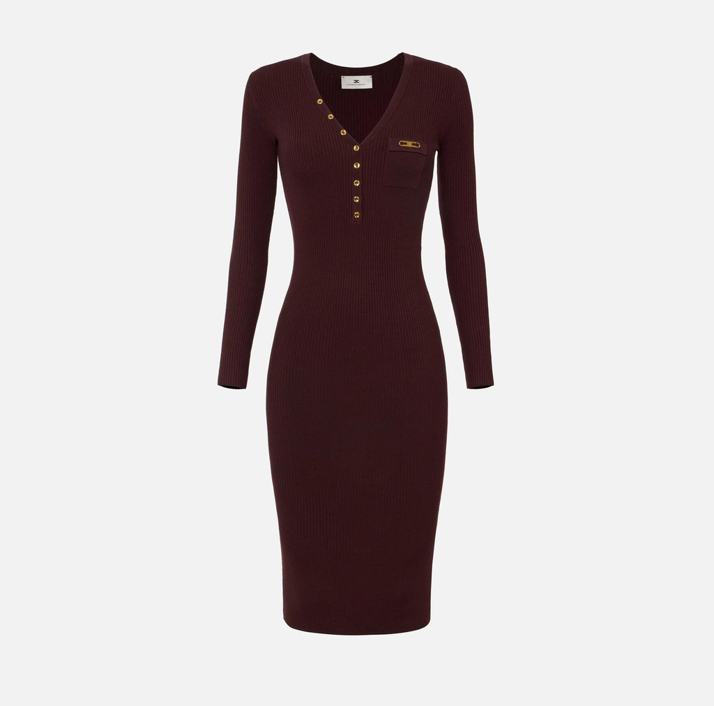 Abito in maglia a costine Merlot AM10B56E2 EA4 MERLOT ELISABETTA FRANCHI 