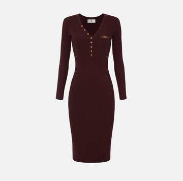 Abito in maglia a costine Merlot AM10B56E2 EA4 MERLOT ELISABETTA FRANCHI 
