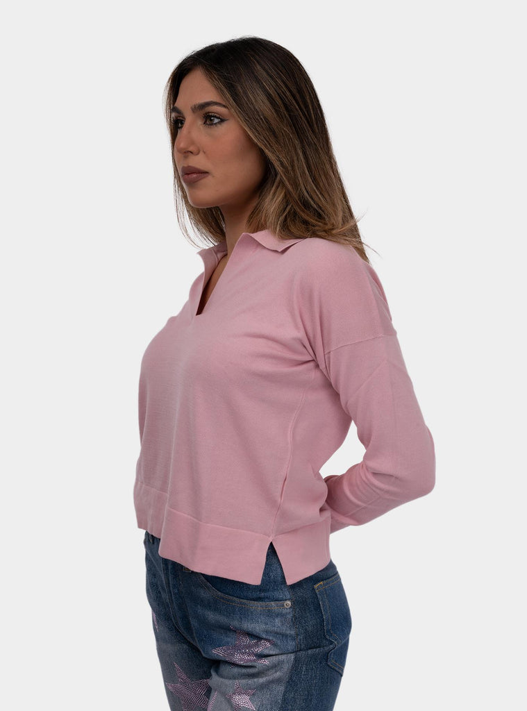 Polo donna a maniche lunghe rosa 57288/14005 211 GRAN SASSO 