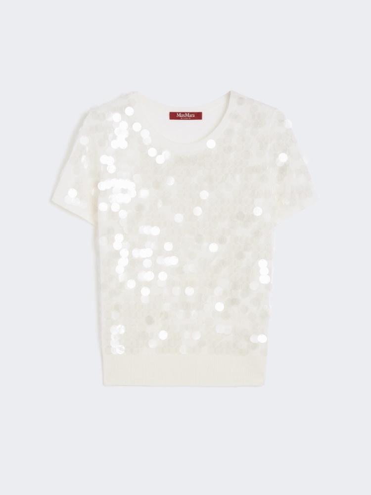 Maglia in lana con paillette Avorio SAIO001 001 MAX MARA STUDIO 