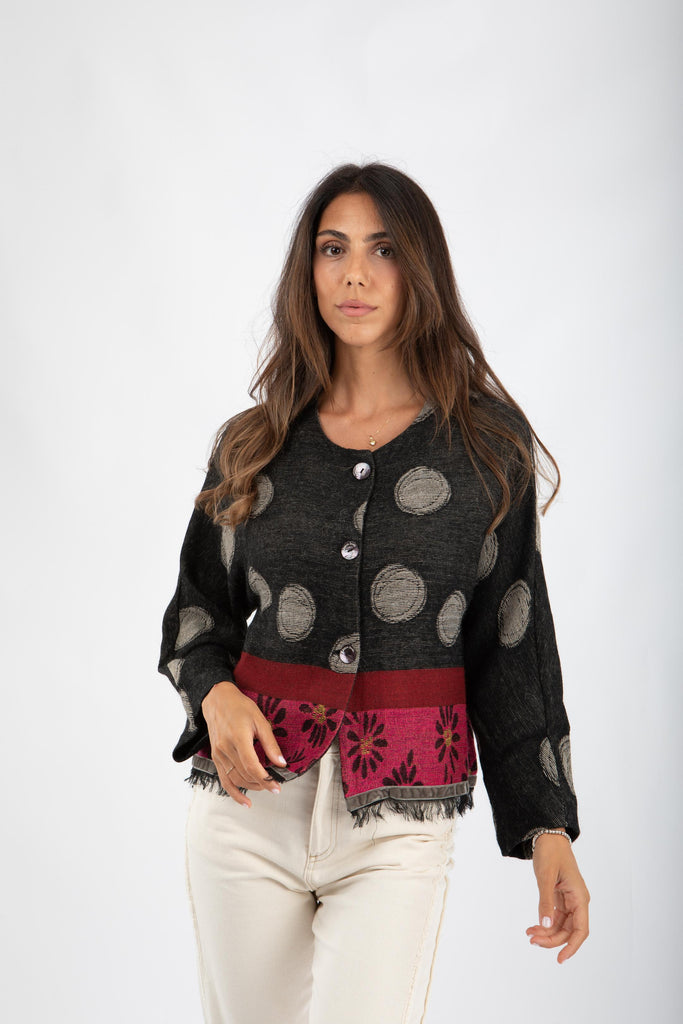 Giacca in misto lana e alpaca jacquard 521SD35039 529134-04 ALESSIA SANTI 